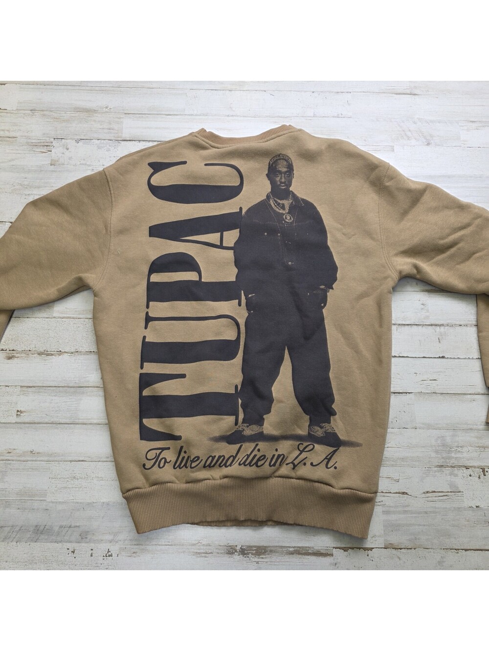 2Pac Tupac Shakur Crewneck Sweatshirt Adult XS Pullover To Live And Die In LA